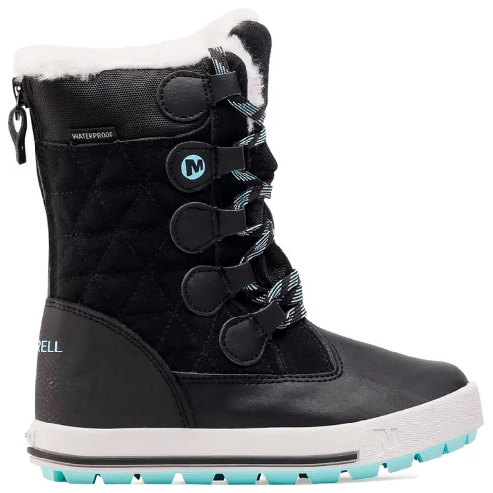 Merrell Boy's Black Heidi Waterproof Lace Up Ankle Snow‎ Boot Size 12M